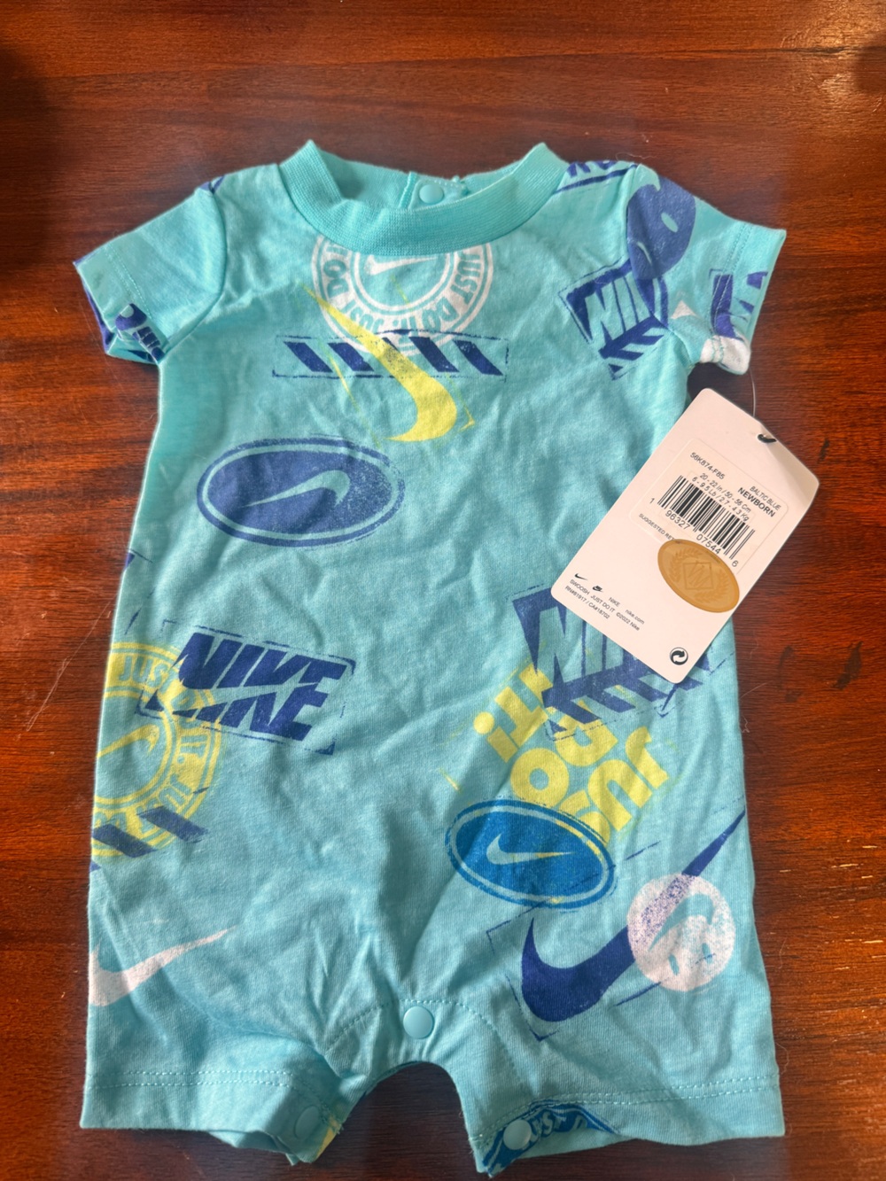 Nike Infant Romper in Teal with Subtle Heather Texture